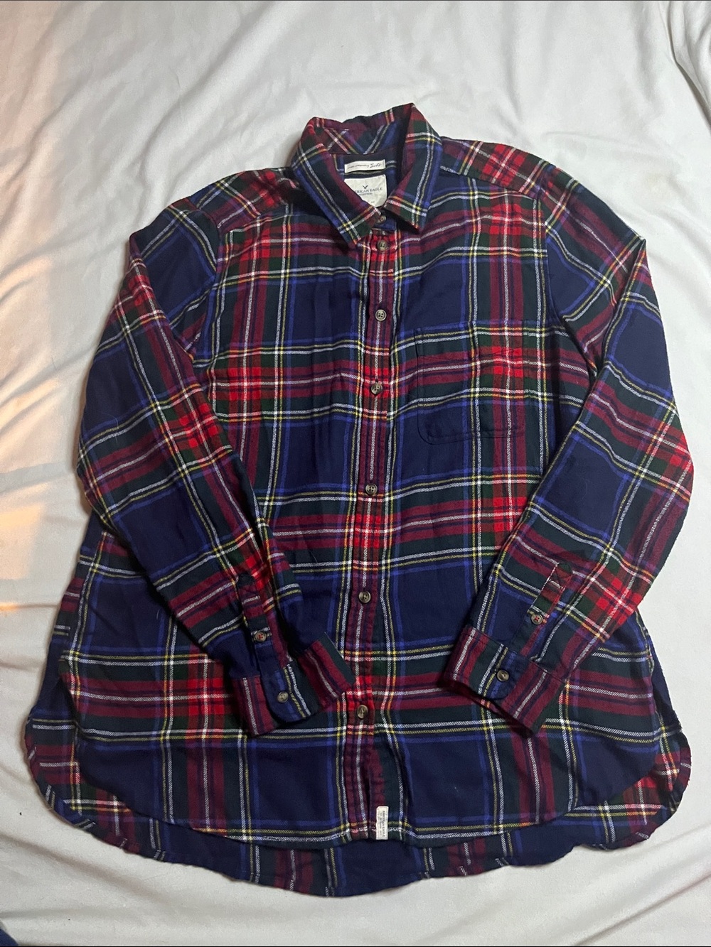 American Eagle Aww-Mazingly Soft Plaid ButtonDown Shirt